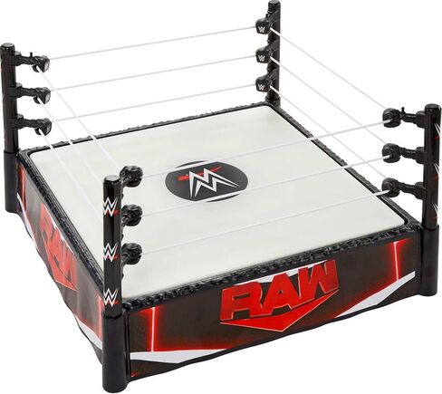 مجموعة لعب Mattel WWE Superstar Ring مع سجادة زنبركية و4 ملصقات لمئزر الأحداث وحبال التوتر الاحترافية، 35.56 سم in Kuwait