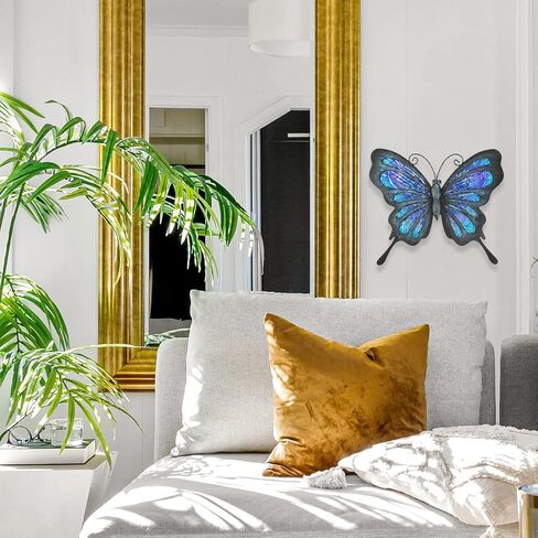 هونغلاند 2 قطعة معدنية اليعسوب جدار ديكور في الهواء الطلق اليعسوب جدار الفن الزجاج النحت لحديقة المنزل، التدرج الأزرق والأخضر in Kuwait