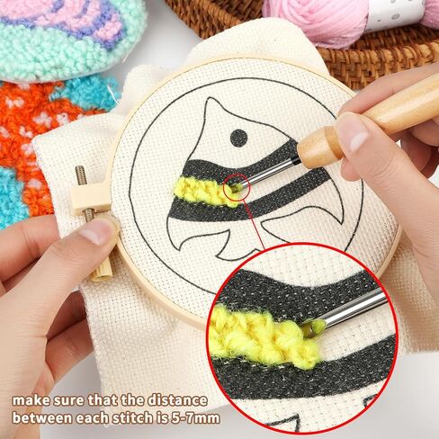 مجموعة قواعد الأكواب بإبرة Punch من MARFOREVER للبالغين المبتدئين، 28 قطعة من مجموعات التطريز بإبرة سهلة مع أدوات، ولباد لاصق، وخيوط، وحلقة تطريز وتعليمات صناعة الوقايات الفنية DIY (المحيط) in Kuwait