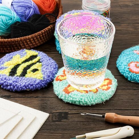 مجموعة قواعد الأكواب بإبرة Punch من MARFOREVER للبالغين المبتدئين، 28 قطعة من مجموعات التطريز بإبرة سهلة مع أدوات، ولباد لاصق، وخيوط، وحلقة تطريز وتعليمات صناعة الوقايات الفنية DIY (المحيط) in Kuwait