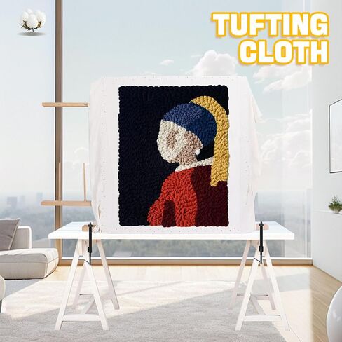 Tufting Cloth 59" × 78" Monks Cloth with Marked Lines, Monk Cloth Fabric for Punch Needle Durable and Stretches Well On The Frame for Rug Tufting Gun and Rug Punch Needle in Saudi Arabia