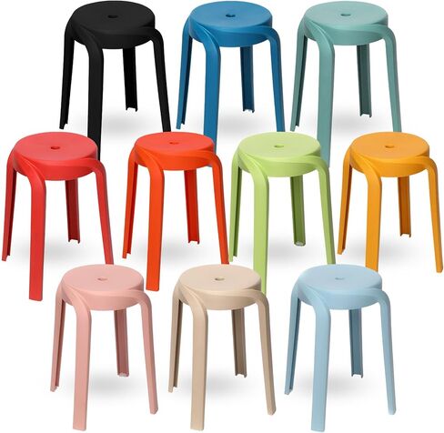 Geelin 10 Pack Plastic Stackable Stools 18" Portable Nesting Stools Stackable Stool Colorful Plastic Stools Backless Bar Stool for Classroom Students School Learning and Offices in Saudi Arabia