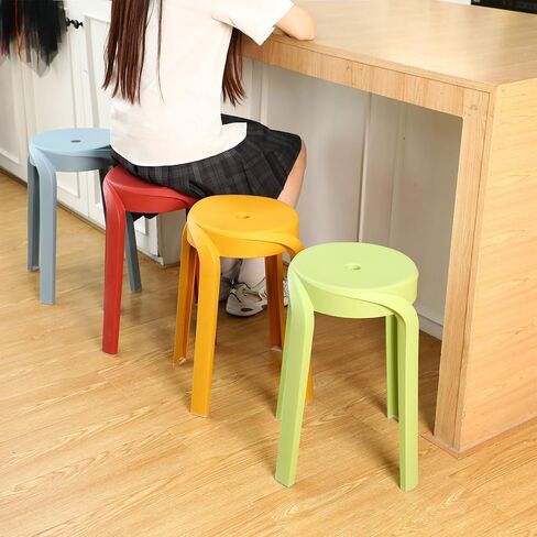 Geelin 10 Pack Plastic Stackable Stools 18" Portable Nesting Stools Stackable Stool Colorful Plastic Stools Backless Bar Stool for Classroom Students School Learning and Offices in Saudi Arabia