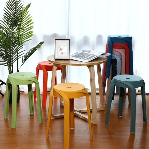 Geelin 10 Pack Plastic Stackable Stools 18" Portable Nesting Stools Stackable Stool Colorful Plastic Stools Backless Bar Stool for Classroom Students School Learning and Offices in Saudi Arabia