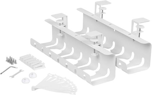 2 Pack Under Desk Cable Management Tray Drill/No Drill, Under Table Cable Management Tray Organizer Metal Cable Tray (Black) in Saudi Arabia