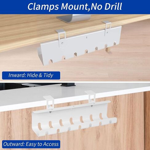 2 Pack Under Desk Cable Management Tray Drill/No Drill, Under Table Cable Management Tray Organizer Metal Cable Tray (Black) in Saudi Arabia