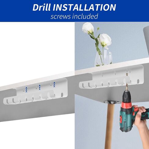 2 Pack Under Desk Cable Management Tray Drill/No Drill, Under Table Cable Management Tray Organizer Metal Cable Tray (Black) in Saudi Arabia