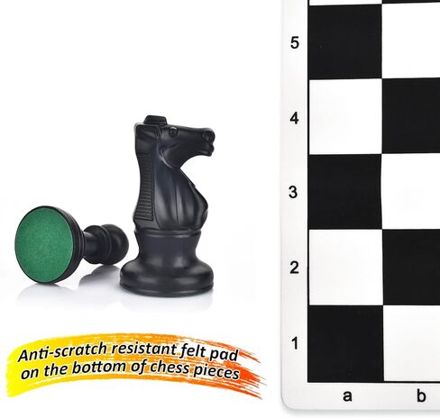 مجموعة QuadPro للشطرنج والداما المحمولة مقاس 20 بوصة، مجموعة ألعاب الشطرنج القابلة للطي للسفر 2 في 1 مع ملكتين إضافيتين وقطعتين إضافيتين من قطع الداما وحقيبة تخزين للأطفال والكبار in Kuwait