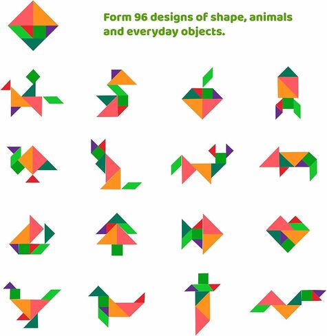 Wooden Puzzle Tangram Book, Travel Magnetic Puzzle, Travel Games Montessori Shape Pattern Blocks Jigsaw for Kids Adult Challenge IQ Educational Toy Gift, On The Go Toys for Kids, Boys, Girls in Saudi Arabia