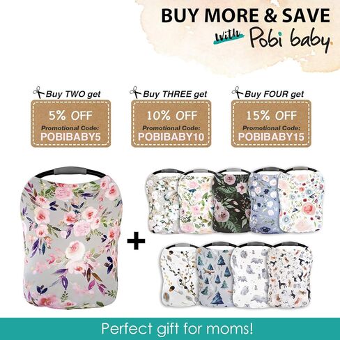 أغطية مقاعد السيارة وغطاء الرضاعة من بوبي - نمط زهور ناعم وقابل للتمدد (غريس) in Kuwait