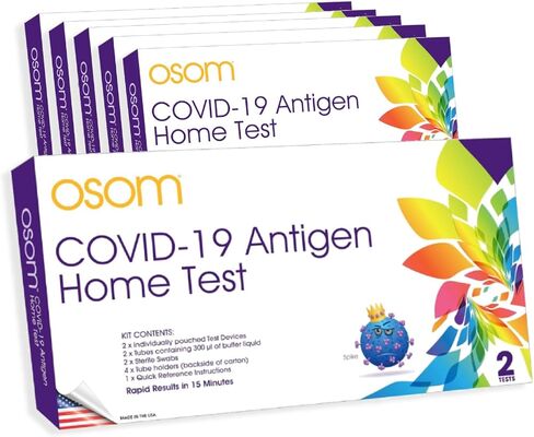 Osom COVID-19 Antigen Home Test, 12 Rapid Tests Included, Results in 15 Minutes, Made in The USA, Easy to Use (12 Tests) in Saudi Arabia