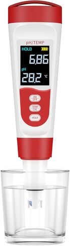 meross PH Meter, Digital PH Meter for Water Hydroponics with ATC, IP67 PH/Temp 2 in 1 Tester Pen with 0-14 PH Measurement Range, 0.01PH High Accuracy Mini Pen for Pool, Drinking Water and Aquarium in Saudi Arabia