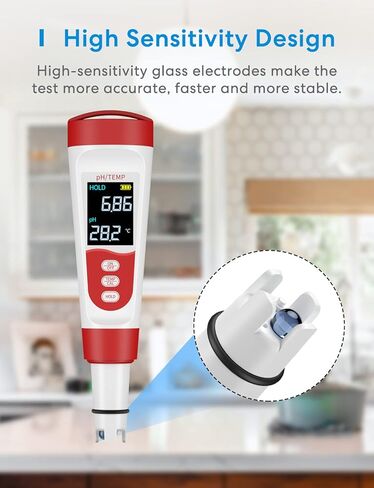 meross PH Meter, Digital PH Meter for Water Hydroponics with ATC, IP67 PH/Temp 2 in 1 Tester Pen with 0-14 PH Measurement Range, 0.01PH High Accuracy Mini Pen for Pool, Drinking Water and Aquarium in Saudi Arabia