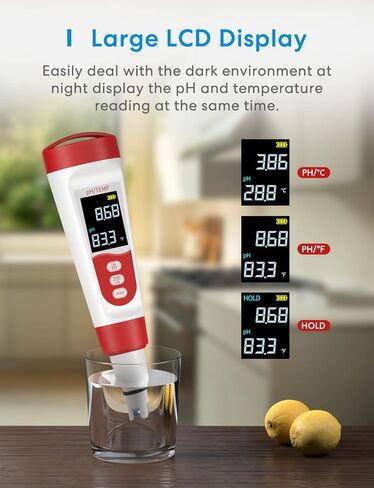 meross PH Meter, Digital PH Meter for Water Hydroponics with ATC, IP67 PH/Temp 2 in 1 Tester Pen with 0-14 PH Measurement Range, 0.01PH High Accuracy Mini Pen for Pool, Drinking Water and Aquarium in Saudi Arabia