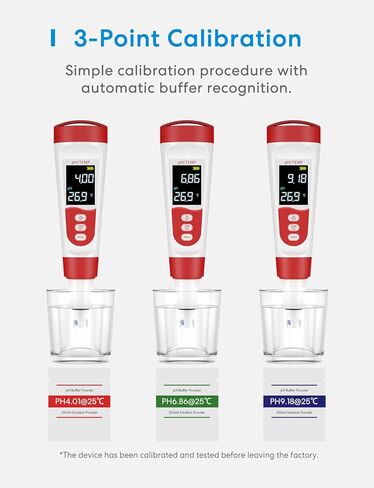 مقياس درجة الحموضة ميروس، مقياس درجة الحموضة الرقمي للزراعة المائية المائية مع ATC، IP67 PH/درجة الحرارة 2 في 1 قلم اختبار مع نطاق قياس 0-14 درجة الحموضة، قلم صغير عالي الدقة 0.01PH لحمام السباحة ومياه الشرب وحوض السمك in Kuwait