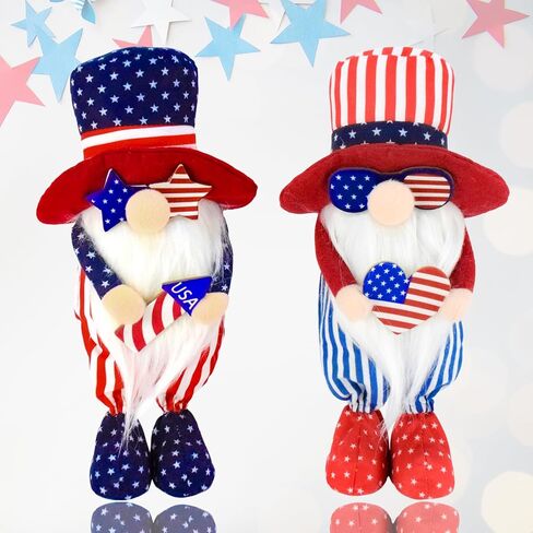 Yiaht 2pcs 4th of July Gnomes Decorations American Patriotic Gnomes Plush Gifts for Memorial Day Independence Day Red White and Blue Labor Veterans Day Patriotic Decorations Fourth of July Gnomes in Saudi Arabia