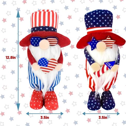 Yiaht 2pcs 4th of July Gnomes Decorations American Patriotic Gnomes Plush Gifts for Memorial Day Independence Day Red White and Blue Labor Veterans Day Patriotic Decorations Fourth of July Gnomes in Saudi Arabia