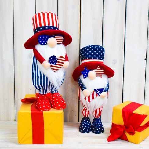 Yiaht 2pcs 4th of July Gnomes Decorations American Patriotic Gnomes Plush Gifts for Memorial Day Independence Day Red White and Blue Labor Veterans Day Patriotic Decorations Fourth of July Gnomes in Saudi Arabia