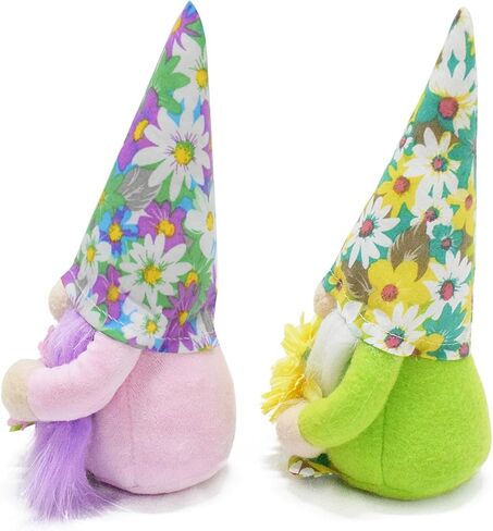 attiigny مجموعة من 2 عطلة الربيع زهرة التماثيل ديكور للمنزل، علبة عيد الفصح الصغيرة المتدرجة قزم السويدية القزم دمية، اليدوية الصيف نمط عباد الشمس سانتا التماثيل الهدايا للأصدقاء والعائلة in Kuwait