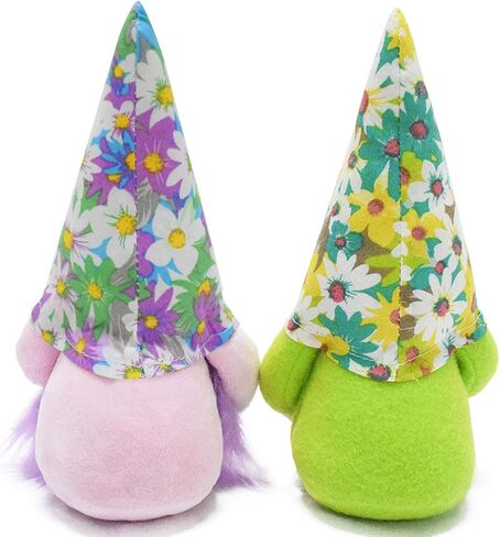 attiigny مجموعة من 2 عطلة الربيع زهرة التماثيل ديكور للمنزل، علبة عيد الفصح الصغيرة المتدرجة قزم السويدية القزم دمية، اليدوية الصيف نمط عباد الشمس سانتا التماثيل الهدايا للأصدقاء والعائلة in Kuwait