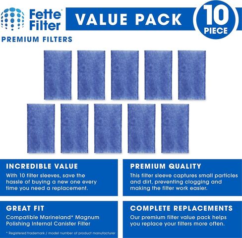 Fette Filter - 10 Pack Polishing Internal Canister Filter Compatible with MarineLand Magnum Polishing Internal Filter JH Cartridge in Saudi Arabia