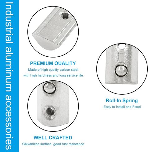 Zorveiio 100Pcs 2020 Series Half Round Roll in Spring M3 T Nuts,Roll in Spring T Slot Nut,M3 T Spring Nuts Fastener Nut Assortment for Aluminum Profile,3D Printer,CNC Router in Saudi Arabia