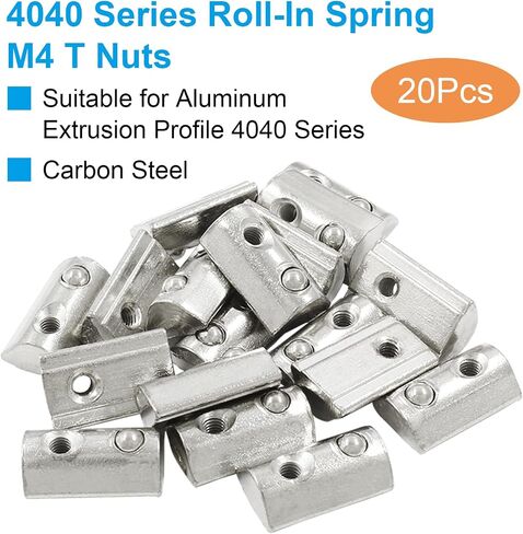 Zorveiio 100Pcs 2020 Series Half Round Roll in Spring M3 T Nuts,Roll in Spring T Slot Nut,M3 T Spring Nuts Fastener Nut Assortment for Aluminum Profile,3D Printer,CNC Router in Saudi Arabia