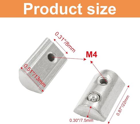 Zorveiio 100Pcs 2020 Series Half Round Roll in Spring M3 T Nuts,Roll in Spring T Slot Nut,M3 T Spring Nuts Fastener Nut Assortment for Aluminum Profile,3D Printer,CNC Router in Saudi Arabia