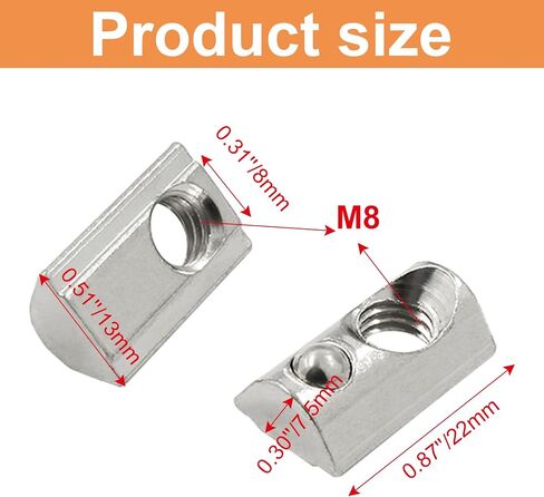 Zorveiio 100Pcs 2020 Series Half Round Roll in Spring M3 T Nuts,Roll in Spring T Slot Nut,M3 T Spring Nuts Fastener Nut Assortment for Aluminum Profile,3D Printer,CNC Router in Saudi Arabia