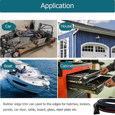 حافة مطاطية Tintvent باللون الأسود، تناسب حافة 1/2 بوصة، شريط حافة قناة U للأسطح الحادة/الخشنة، واقي الحواف للسيارات والقوارب والآلات والمزيد، 10 أقدام in Kuwait