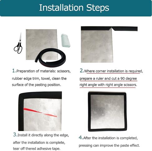 حافة مطاطية Tintvent باللون الأسود، تناسب حافة 1/2 بوصة، شريط حافة قناة U للأسطح الحادة/الخشنة، واقي الحواف للسيارات والقوارب والآلات والمزيد، 10 أقدام in Kuwait