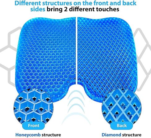 Full Gel Coccyx Seat Cushion Egg Gel Cushions Office Chair Cushion Car Seat Cushion for Back Sciatica Hip Tailbone Pain - Butt Pillow Chair Pad for Wheelchair Desk Pain Relief Long Trips Blue in Kuwait