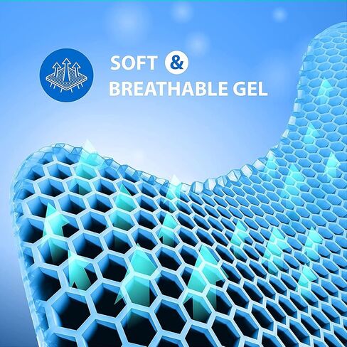 Full Gel Coccyx Seat Cushion Egg Gel Cushions Office Chair Cushion Car Seat Cushion for Back Sciatica Hip Tailbone Pain - Butt Pillow Chair Pad for Wheelchair Desk Pain Relief Long Trips Blue in Kuwait