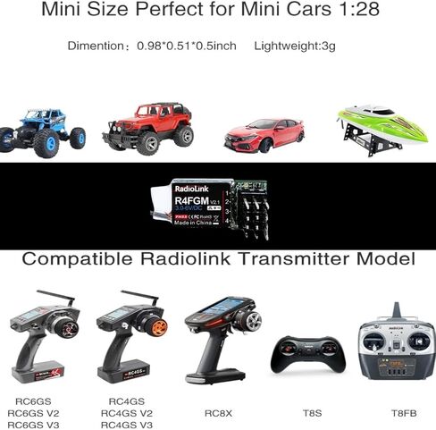 جهاز استقبال جيروسكوبي من Radiolink R4FGM 2.4Ghz 4 قنوات RC بطول 400 متر طويل المدى للسيارات الصغيرة جهاز إرسال RC RC8X RC4GS V3/RC6GS V3/T8S/T8FB in Kuwait