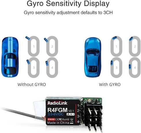جهاز استقبال جيروسكوبي من Radiolink R4FGM 2.4Ghz 4 قنوات RC بطول 400 متر طويل المدى للسيارات الصغيرة جهاز إرسال RC RC8X RC4GS V3/RC6GS V3/T8S/T8FB in Kuwait