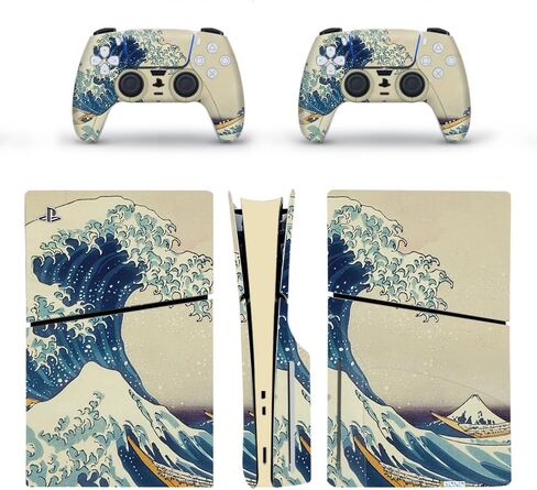 Vinyl Skin for PS5 Slim Disk Edition, Console and Controller Skins for PS5 Slim Disk Edition, Decal Sticker for PS5 Slim Skin Console and Controllers - Sea Wave in Saudi Arabia