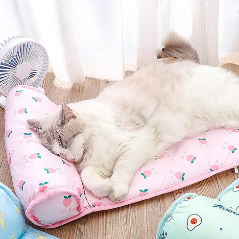 PUMYPOREITY Cooling Dog Bed, Pet Cooling Mat with Pillow, Ice Silk Cooling Dog Blanket, Self Cooling Pad for Cat,Dog, Washable Summer Pet Mat for Kennel, Crates, Sofa, Floor, Green, L in Kuwait