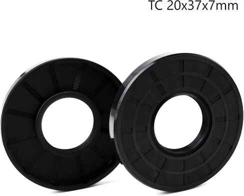 XiKe ختم عمود الزيت، أختام الشفاه، TC 20x37x7 مم غطاء مطاطي النتريل شفة مزدوجة مع زنبرك، أختام زيت لأعمدة التحمل، أعمدة دوارة، إلخ، عبوة سوداء من 2 in Kuwait
