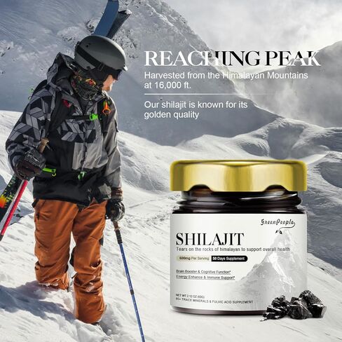 GREENPEOPLE 600 ملغ من راتنج الهيمالايا شيلاجيت مع 89 معدنًا نادرًا وحمض الفولفيك - فعالية عالية للرجال والنساء، شيلاجيت من الدرجة الذهبية للطاقة والمناعة - 100 حصة / 60 جم ​​- نكهة شيلاجيت in Kuwait