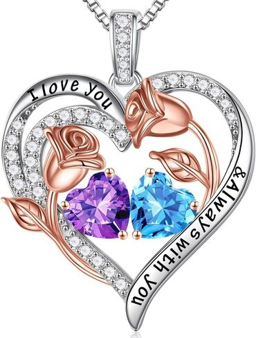 Iefil Double Birthstone Necklace and Birthstone Earrings Set in Saudi Arabia