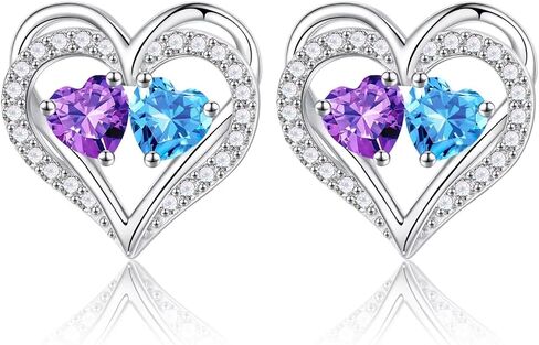 Iefil Double Birthstone Necklace and Birthstone Earrings Set in Saudi Arabia