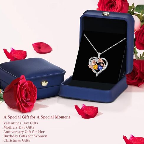 Iefil Double Birthstone Necklace and Birthstone Earrings Set in Saudi Arabia
