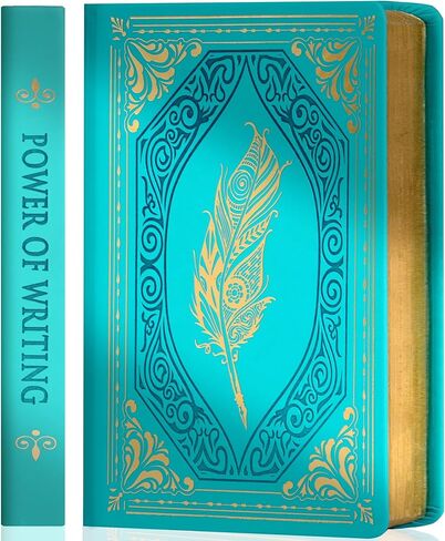 CAGIE Vintage Journal للنساء، 320 صفحة دفتر ورق سميك بحافة ذهبية، A5 غلاف مقوى دفتر يوميات جلدية للكتابة، 5.7 بوصة × 8.3 بوصة، أزرق in Kuwait