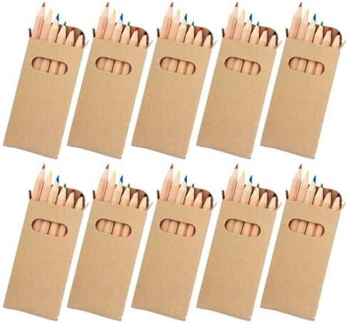 eBuyGB Kids Mini Coloring Pencils - Set of 6 Assorted Colors - Bulk Party Favors for Birthday Parties - Pre-Sharpened - Non-Toxic Colored Pencils for Kids (Pack of 10) in Saudi Arabia
