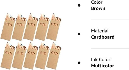 eBuyGB Kids Mini Coloring Pencils - Set of 6 Assorted Colors - Bulk Party Favors for Birthday Parties - Pre-Sharpened - Non-Toxic Colored Pencils for Kids (Pack of 10) in Saudi Arabia