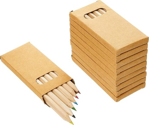 eBuyGB Kids Mini Coloring Pencils - Set of 6 Assorted Colors - Bulk Party Favors for Birthday Parties - Pre-Sharpened - Non-Toxic Colored Pencils for Kids (Pack of 10) in Saudi Arabia