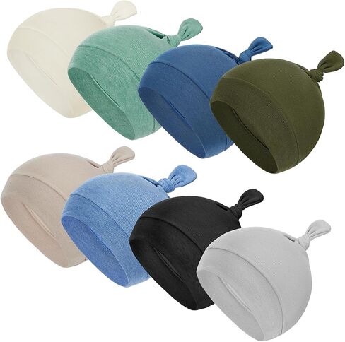Durio 8 Pack Newborn Baby Hats Set Unisex Baby Beanie for Boy Girl Hats Soft Cotton Infant Beanie Newborn Hats for Baby Girls in Kuwait
