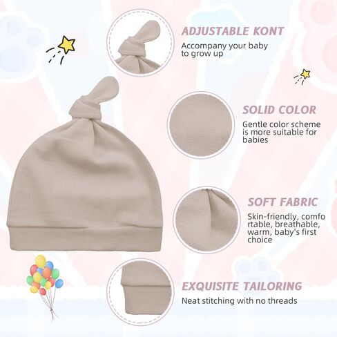 Durio 8 Pack Newborn Baby Hats Set Unisex Baby Beanie for Boy Girl Hats Soft Cotton Infant Beanie Newborn Hats for Baby Girls in Kuwait