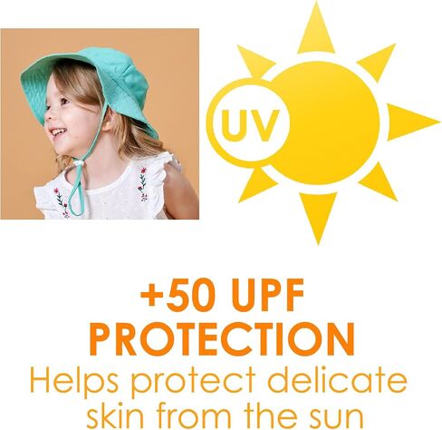 طفل قبعة الشمس UPF 50 + حماية من الشمس لصبي فتاة طفل الصيف قبعة بحافة الاطفال قبعة للشاطئ القطن الطفل القبعات قابل للتعديل قبعة طفل in Saudi Arabia