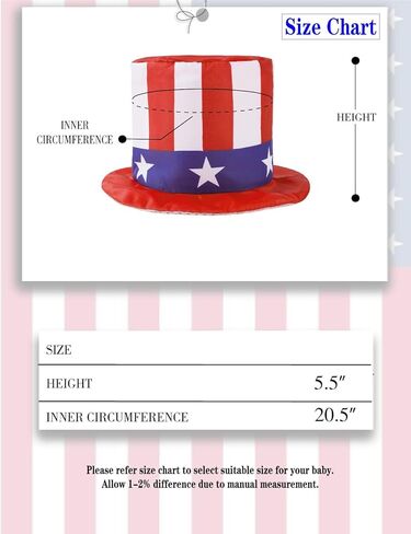 قبعة الأطفال COSLAND Baby في الرابع من يوليو، قبعة العم سام، متعددة الألوان، 1-3T in Kuwait